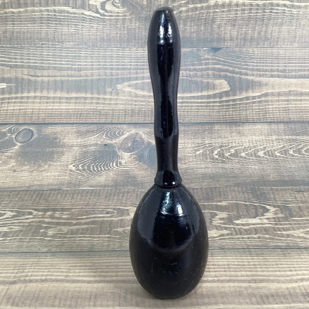 Pair Vintage Black Wood Egg Shaped Sock Darner, Wooden Sewing Tool